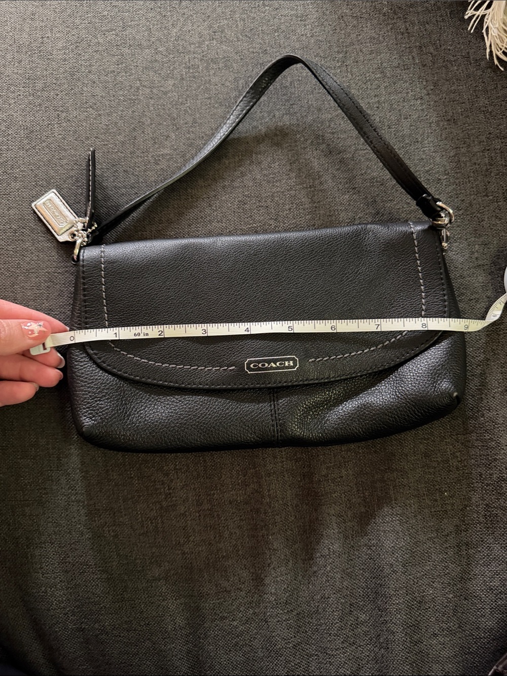 Coach Black Leather Wristlet Clutch with Silver Logo Hardware - Picture 8 of 9